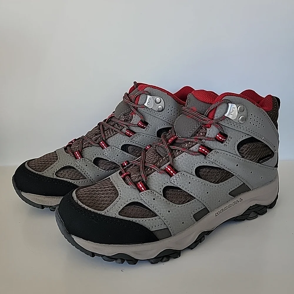 Size 5-Merrell Moab 3 Mid MK265701 Hiking Boots Kids Boulder Red Waterproof